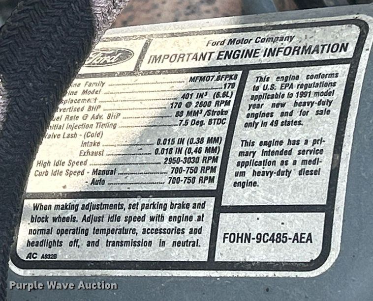 image for item DQ0910 1993 Ford L7000  refuse truck