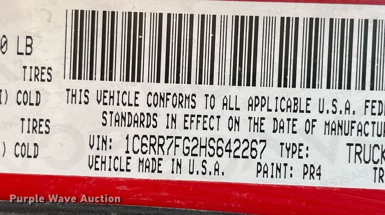 image for item DQ0918 2017 Dodge Ram 1500  Quad Cab pickup truck