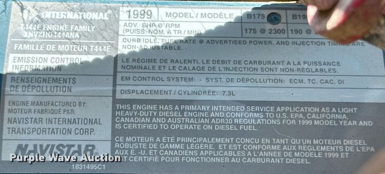 image for item DQ1398 1999 International 3800  school bus