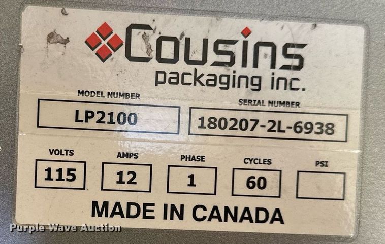 image for item DS2283 Cousins LP2100  shrink wrap machine
