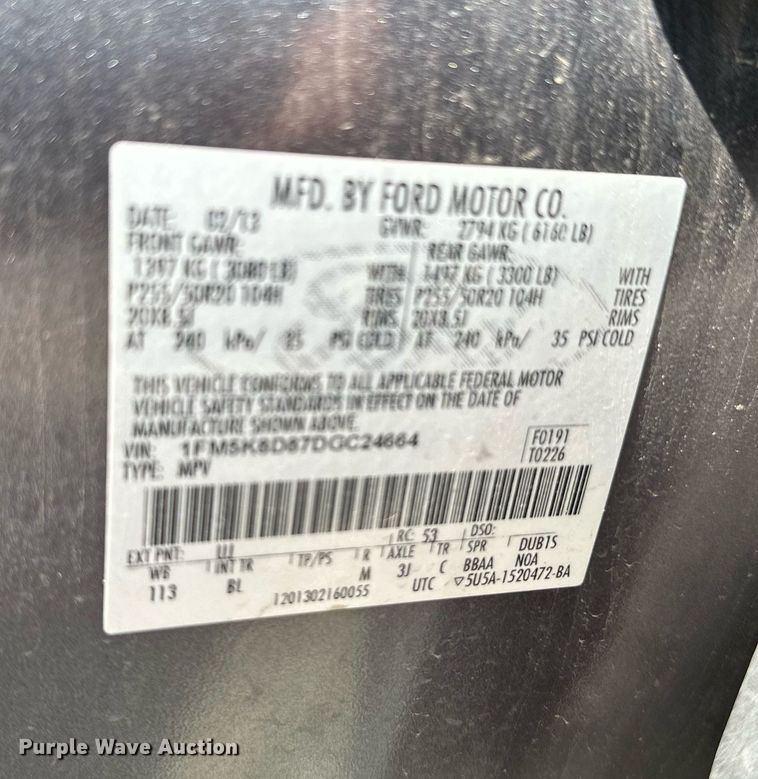 image for item HN9975 2013 Ford Explorer XLT  SUV