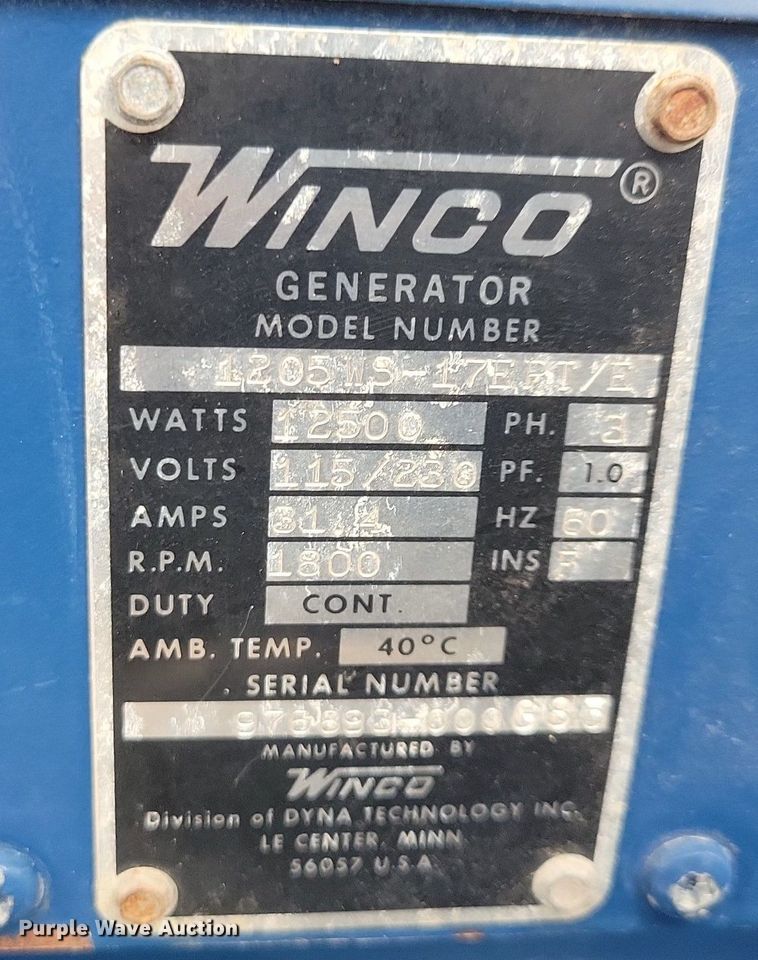 image for item IQ9892 Winco  generator