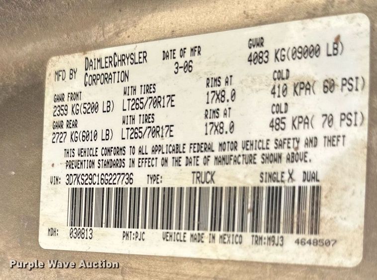 image for item KM9804 2006 Dodge Ram 2500  Mega Cab pickup truck