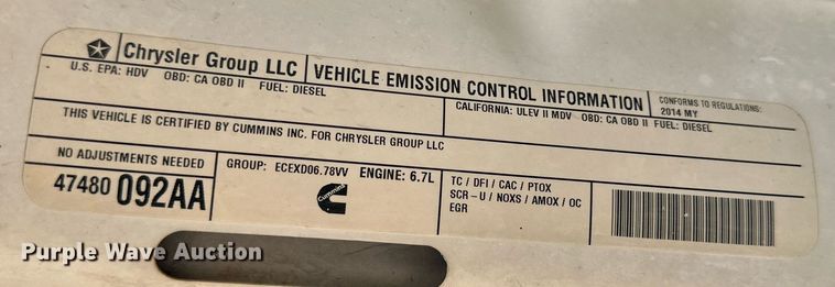 image for item KM9809 2014 Dodge Ram 2500HD  utility bed pickup truck