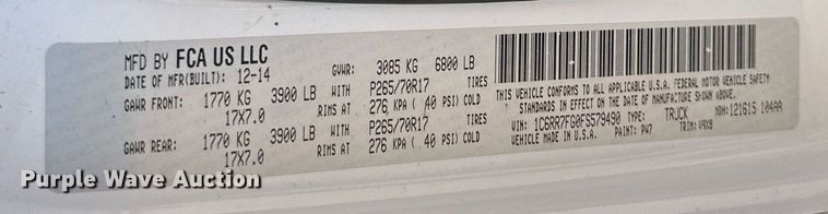 image for item KM9810 2015 Dodge Ram 1500  Quad Cab pickup truck