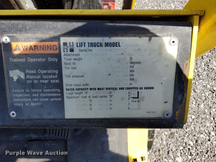 image for item KW9073 Hyster 30  forklift