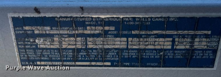 image for item KW9086 2005 Wells Cargo RF7142  enclosed cargo trailer