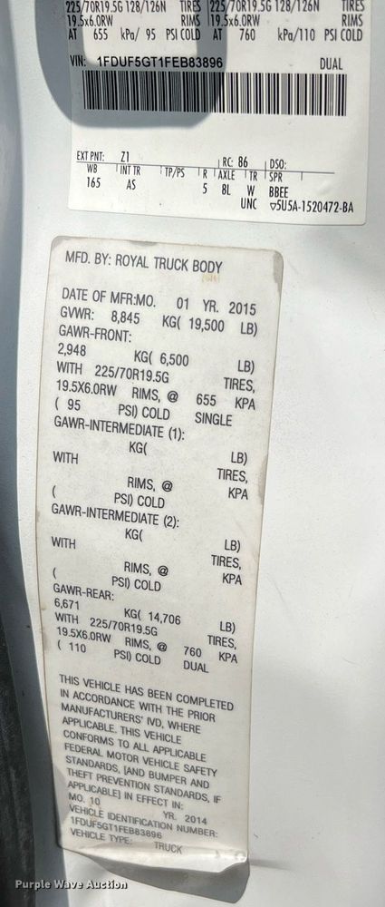 image for item LF9436 2015 Ford F550 Super Duty  utility / service truck