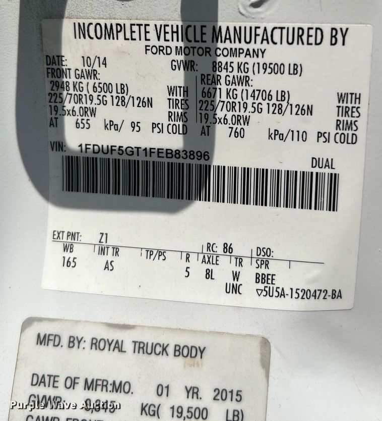 image for item LF9436 2015 Ford F550 Super Duty  utility / service truck