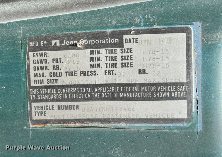 image for item LF9446 1978 Jeep Cherokee  SUV