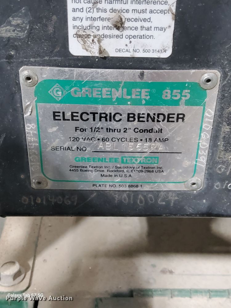image for item LQ9226 Greenlee 855 Smart Bender  conduit bender