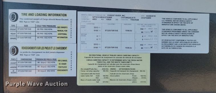 image for item LQ9235 2019 Artic Wolf 295QSL875  camper