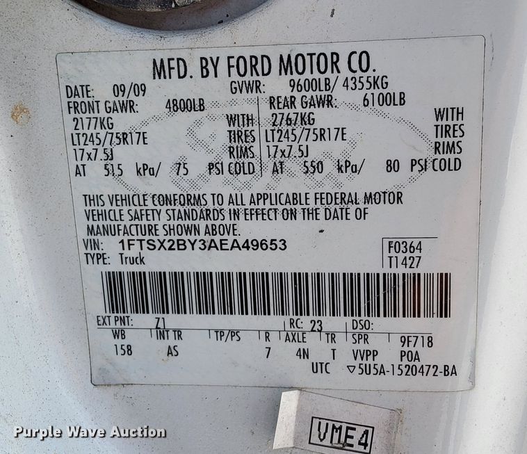 image for item LS9692 2010  Ford F250 Super Duty XL  SuperCab utility bed pickup truck