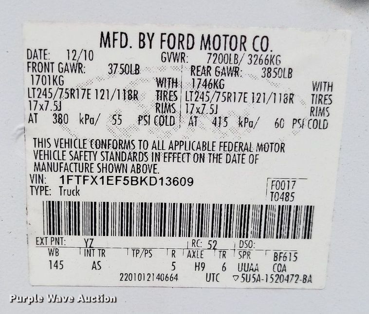 image for item LS9694 2011  Ford F150 XL  pickup truck