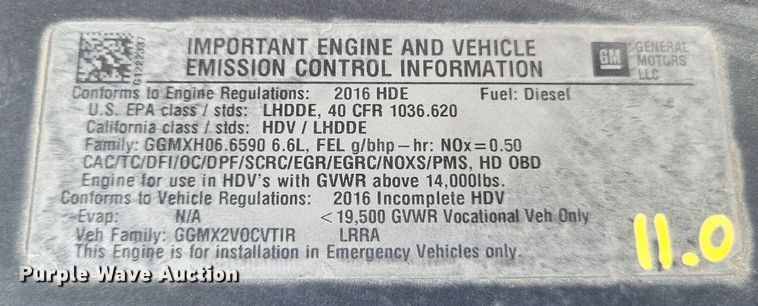 image for item LS9696 2016 Chevrolet 4500  van cab and chassis