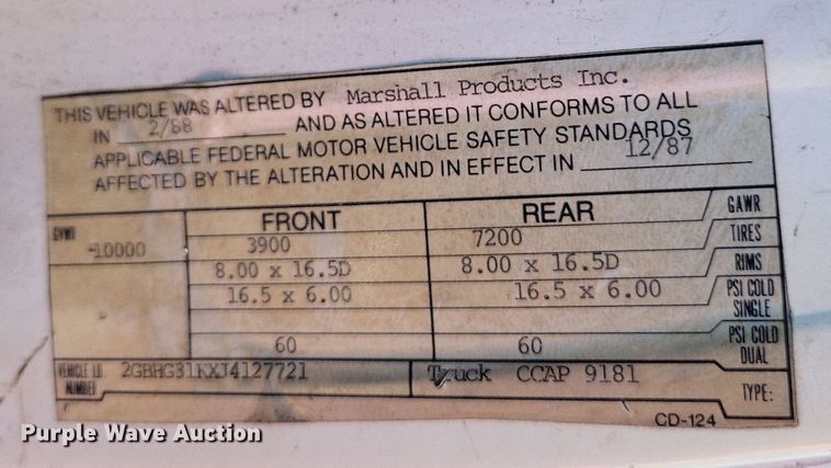 image for item LS9702 1988 Chevrolet G30  delivery truck