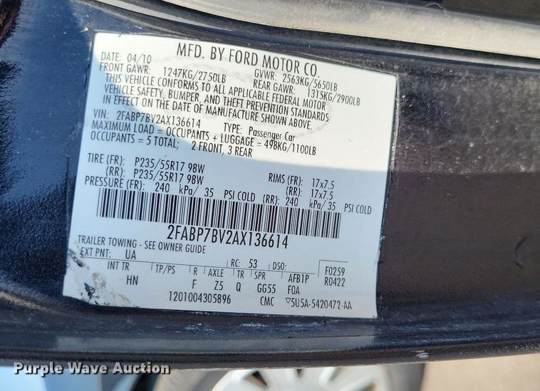 image for item LS9719 2010 Ford Crown Victoria Police Interceptor