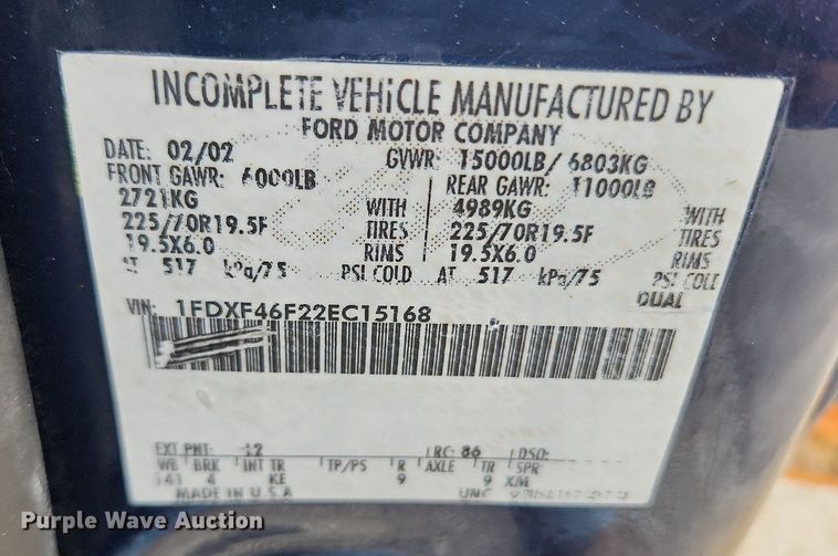 image for item LX9617 2002 Ford F450 Super Duty XL  utility / service truck