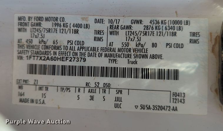 image for item LY9387 2017 Ford F250 Super Duty  SuperCab pickup truck