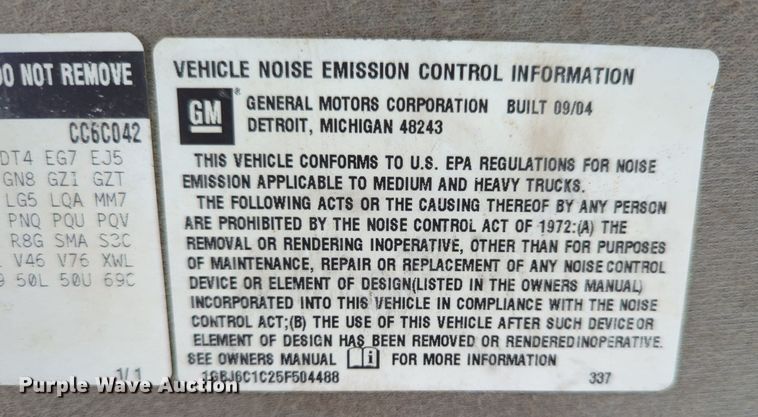 image for item LY9390 2005 Chevrolet C6500  utility / service truck