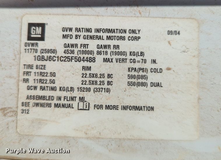 image for item LY9390 2005 Chevrolet C6500  utility / service truck