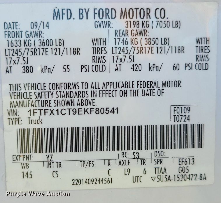 image for item MJ9294 2014 Ford F150 XL  SuperCab pickup truck