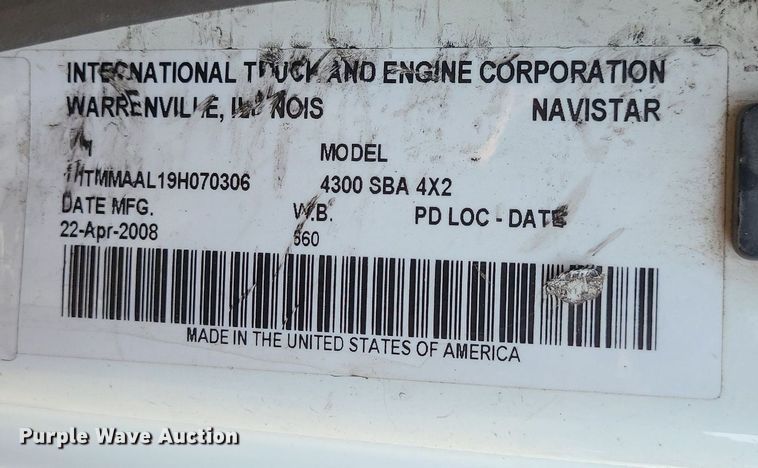 image for item MJ9295 2009 International 4300 DuraStar  box truck
