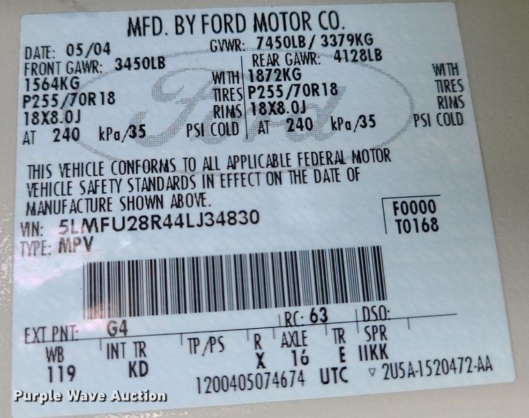 image for item MJ9296 2004 Lincoln Navigator  SUV