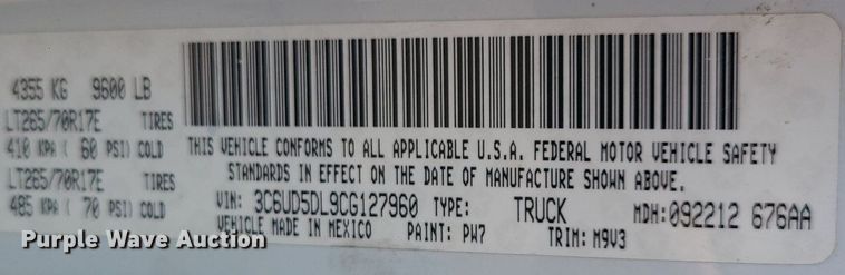 image for item MJ9305 2012 Dodge Ram 2500  Crew Cab flatbed truck