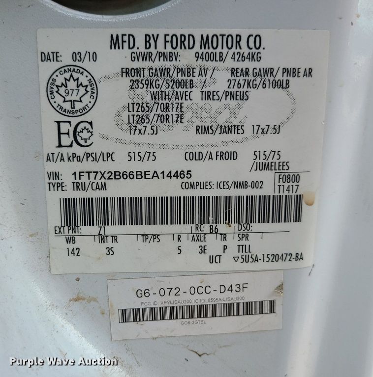 image for item MJ9307 2011 Ford F250 Super Duty XLT  SuperCab utility bed pickup truck