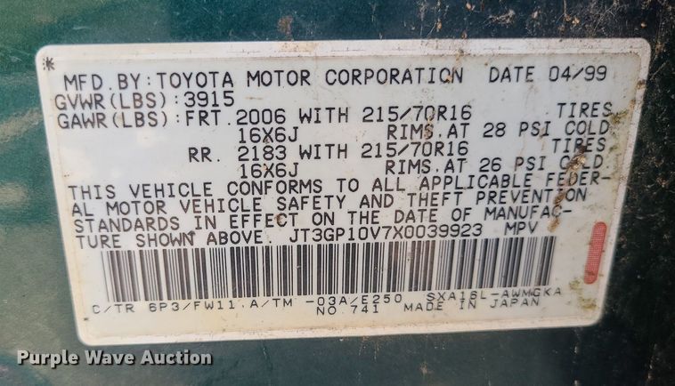 image for item MJ9312 1999 Toyota RAV4  SUV