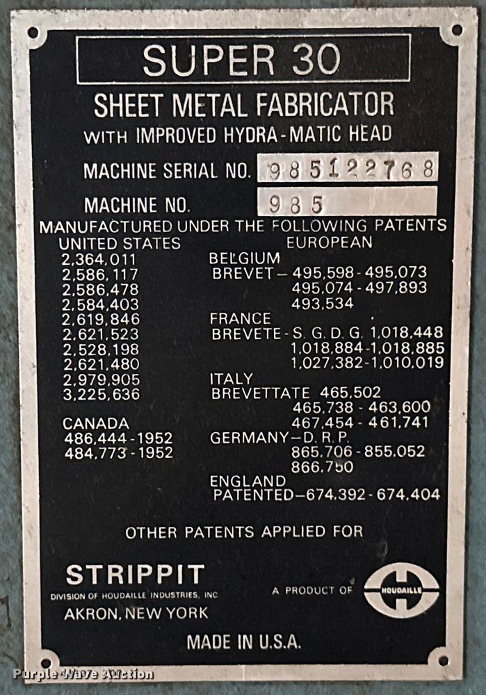 image for item ML9172 Strippit Super 30/30  punch