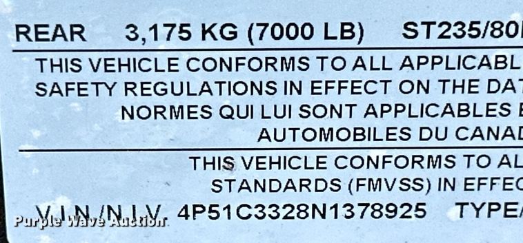 image for item ML9194 2022 PJ B8282  equipment trailer