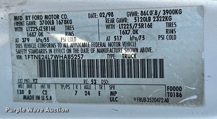 image for item ML9214 1998 Ford E250  van