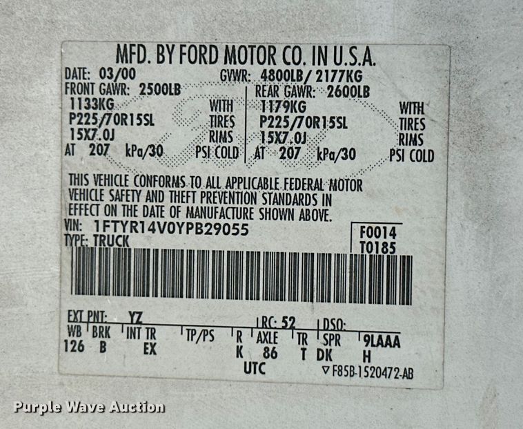 image for item ML9215 2000 Ford Ranger XLT  SuperCab pickup truck