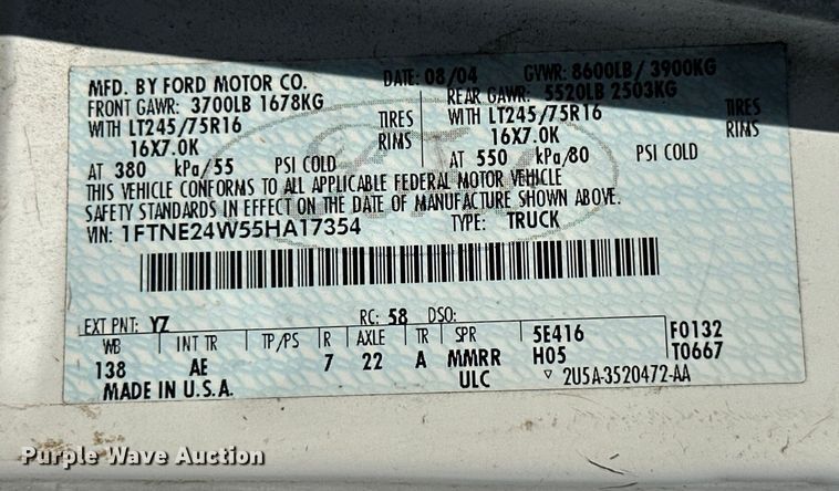 image for item ML9219 2005 Ford E250  van