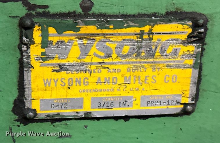 image for item ML9238 Wysong D-72  bending roller