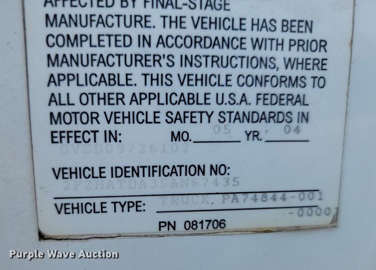 image for item ML9511 2005 Sterling LT7500  box truck