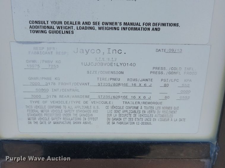 image for item ML9516 2014 Jayco Eagle Premier  camper