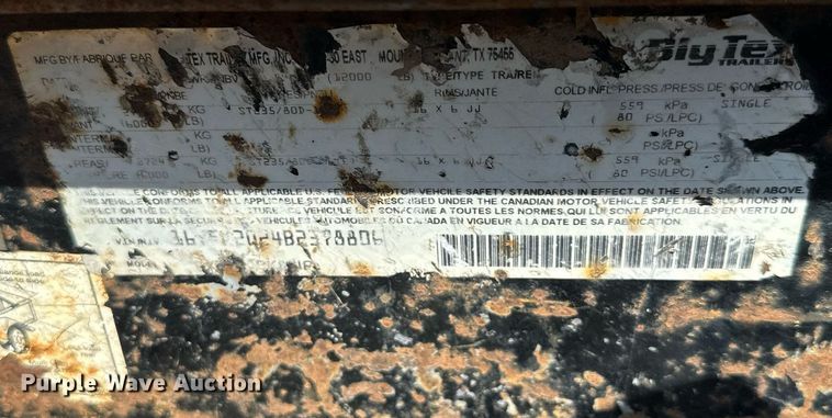 image for item MQ9373 2011 Big Tex  equipment trailer