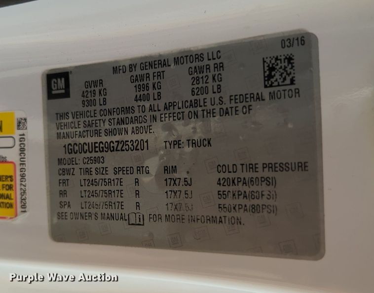 image for item MX9368 2016 Chevrolet Silverado 2500HD  pickup truck