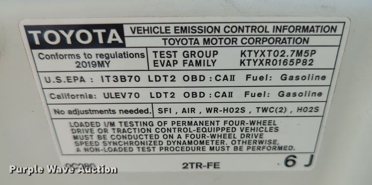 image for item MX9369 2019 Toyota Tacoma  Access Cab pickup truck