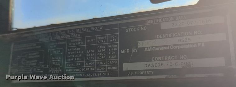 image for item MY9967 1971 Am General Cargo  flatbed truck