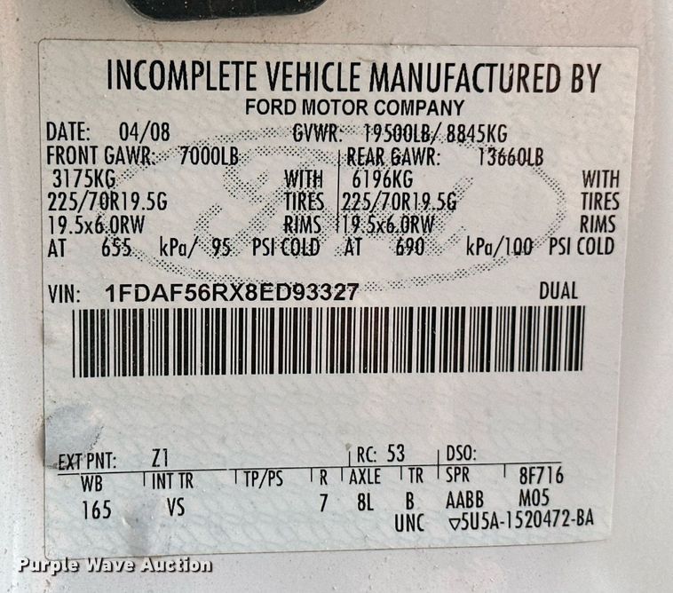 image for item NF9120 2008 Ford F550 Super Duty XL  truck cab and chassis
