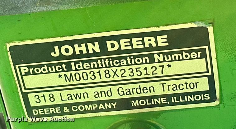 image for item NF9148 John Deere 318  lawn mower
