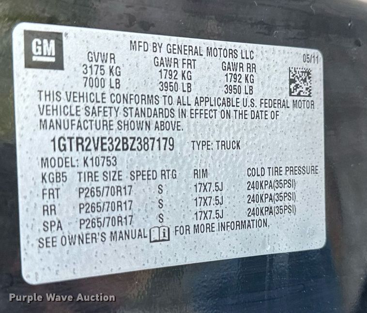 image for item NL9034 2011 GMC   Sierra 1500 SLE Ext. Cab pickup truck