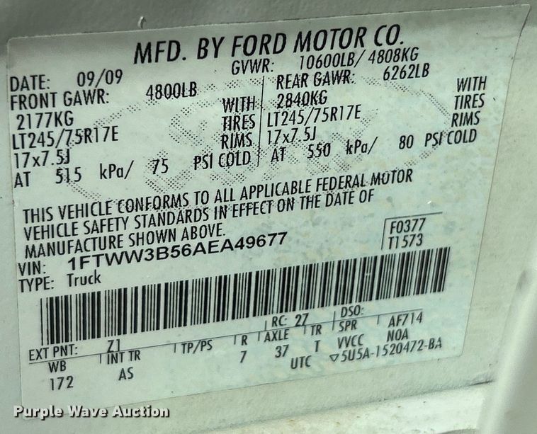 image for item NL9535 2010  Ford F350 Super Duty XL  Crew Cab pickup truck