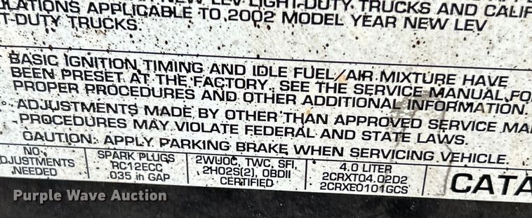 image for item NL9538 2002 Jeep Wrangler Sport  SUV