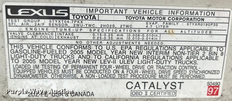 image for item NL9545 2005 Lexus GX470  SUV