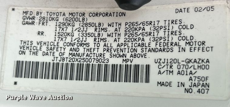 image for item NL9545 2005 Lexus GX470  SUV